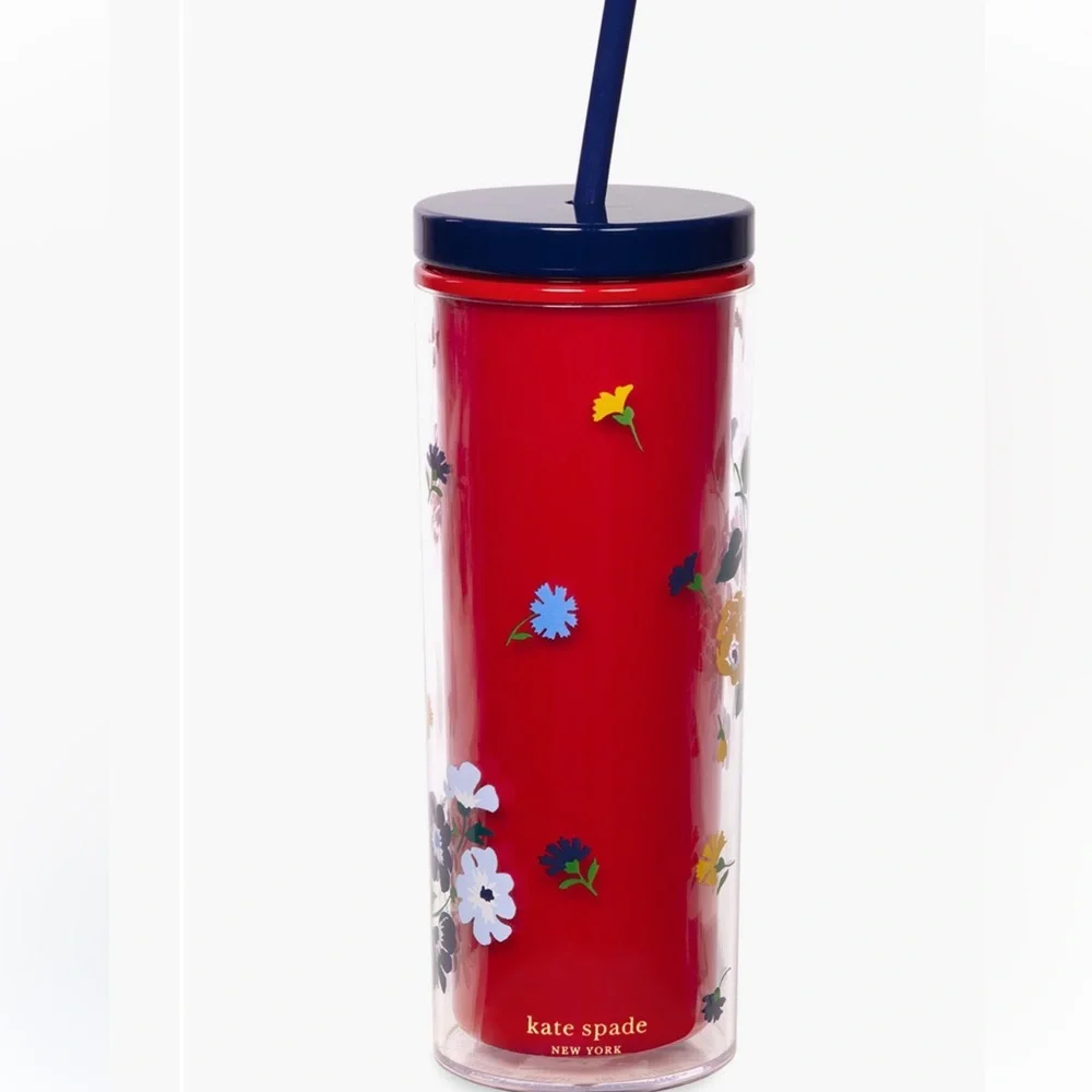Kate Spade Red Flowered Insulated Tumbler